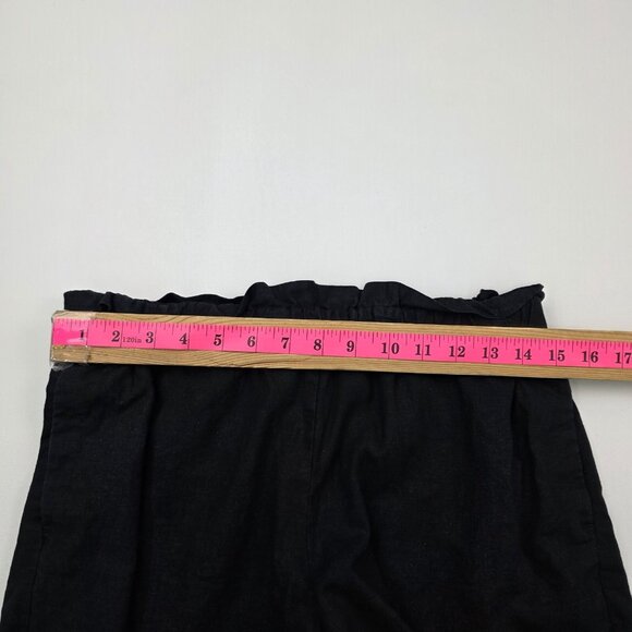 Banana Republic Womens S Black Linen Blend Paper Bag Mid Rise Shorts Pockets - Picture 9 of 11